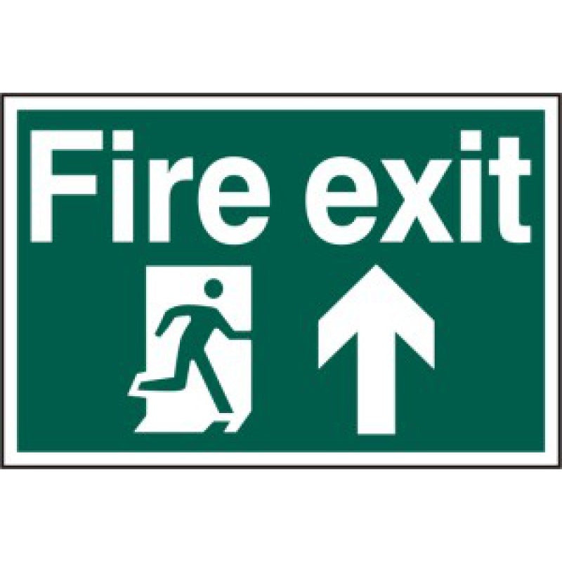 Fire Exit Sign 200x300mm PVC – Arrow Up Running Man | Health and Safety Signage