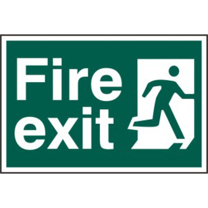 Fire Exit Sign 200x300mm PVC – Running Right Green & White | Health and Safety Signage