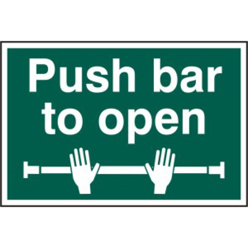 Push Bar to Open 200x300mm PVC Sign | Fire Door Safety Signage