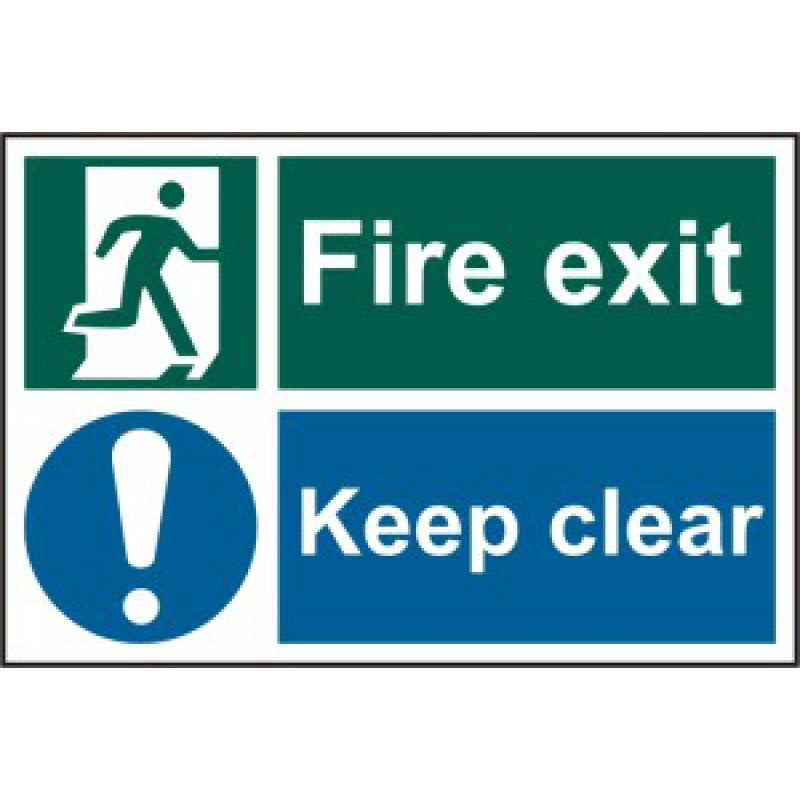 Fire Exit Keep Clear Sign | 200x300mm PVC Safety Sign | Health and Safety Signage