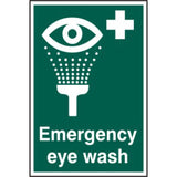 Emergency Eye Wash Sign – 200x300mm Green & White PVC | Health and Safety Signage