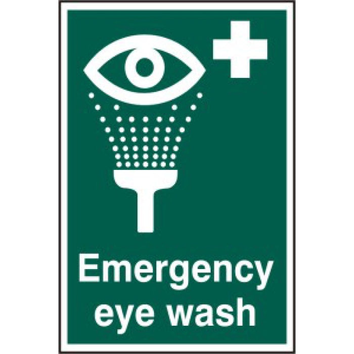 Emergency Eye Wash Sign – 200x300mm Green & White PVC | Health and Safety Signage
