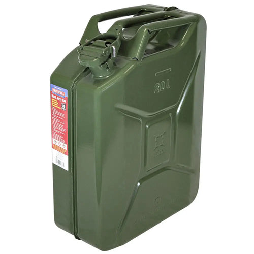 20 Litre Steel Jerry Cans (Green, Black, Red) Faithfull Tools