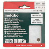 Metabo sanding sheets for paint shown in box on a white background.