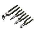 Image of Draper Expert 4 piece plier set with black and green soft grip handles on a white background.