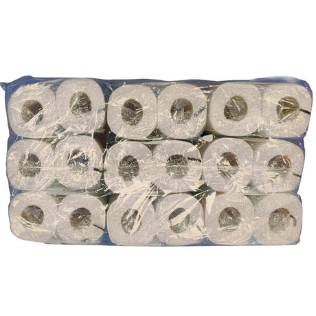 Pack of 2Work White 2 Ply Toilet Rolls on a white background