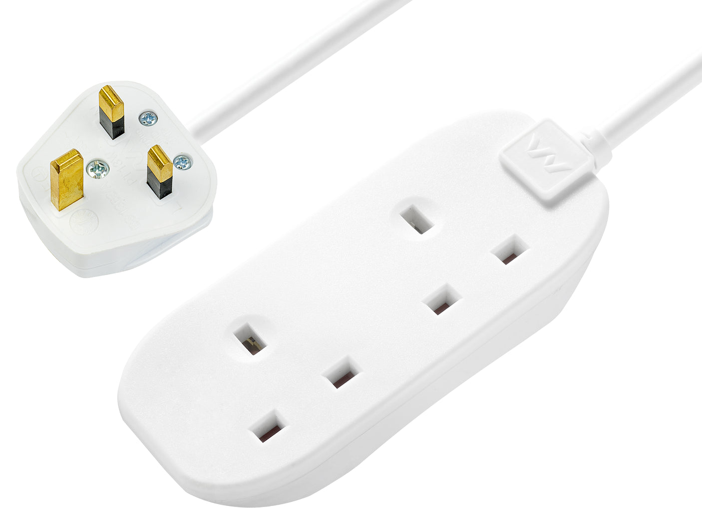 Masterplug 13A 2 Gang Unswitched Extension Lead White
