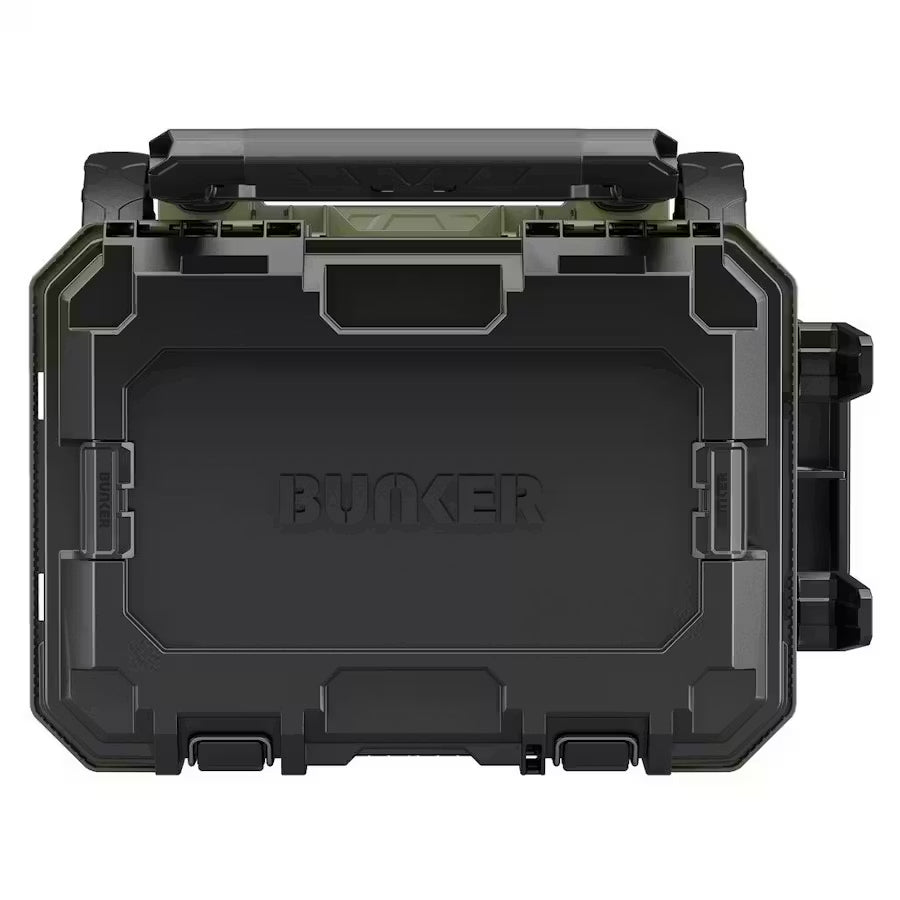 Top down view of Bunker load up stacking system with 'Bunker' branding on a white background
