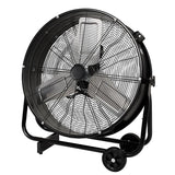 Black industrial fan on a white background