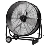 Black industrial fan on a white background