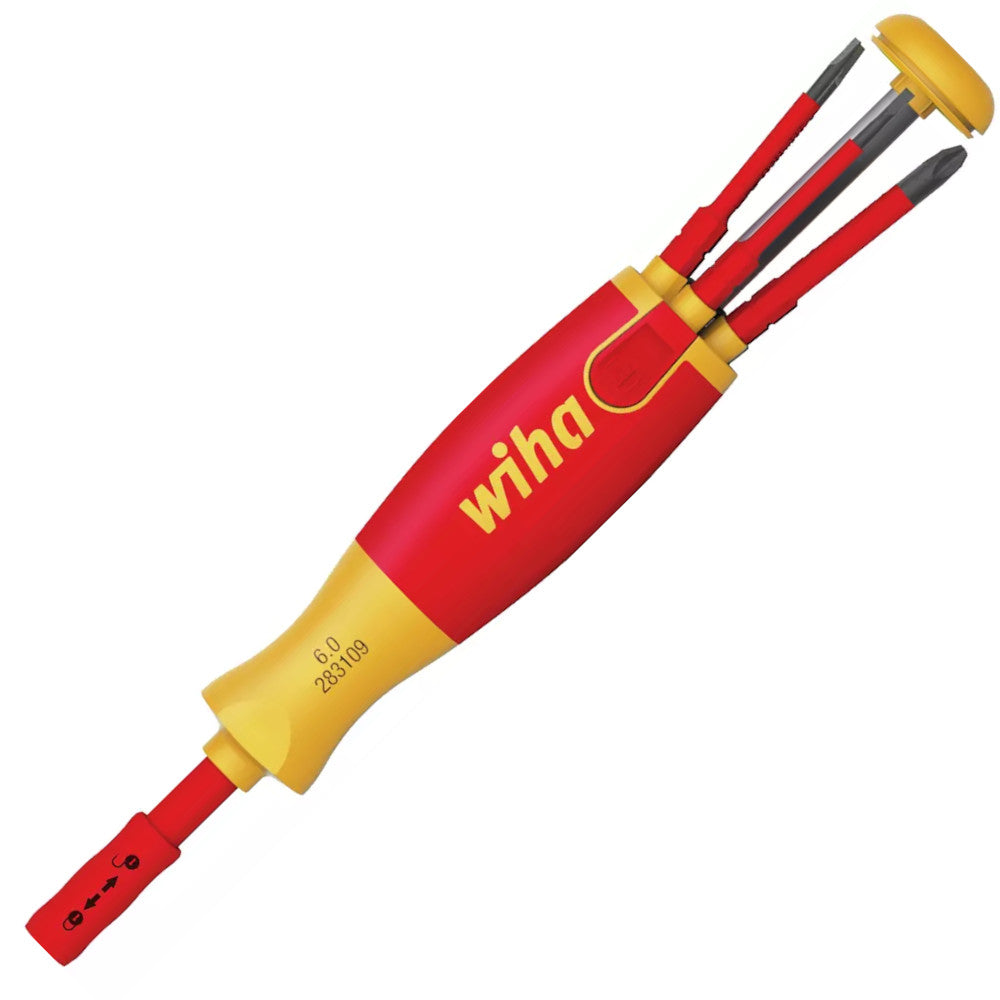 Wiha 38613 6 Piece Interchangeable LiftUp VDE Screwdriver Set With Bit Magazine