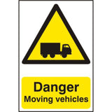 DANGER MOVING VEHICLES PVC Sign | 400x600mm Health and Safety Signage