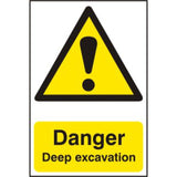 Danger Deep Excavation PVC Sign – 400x600mm Site Health and Safety Signage