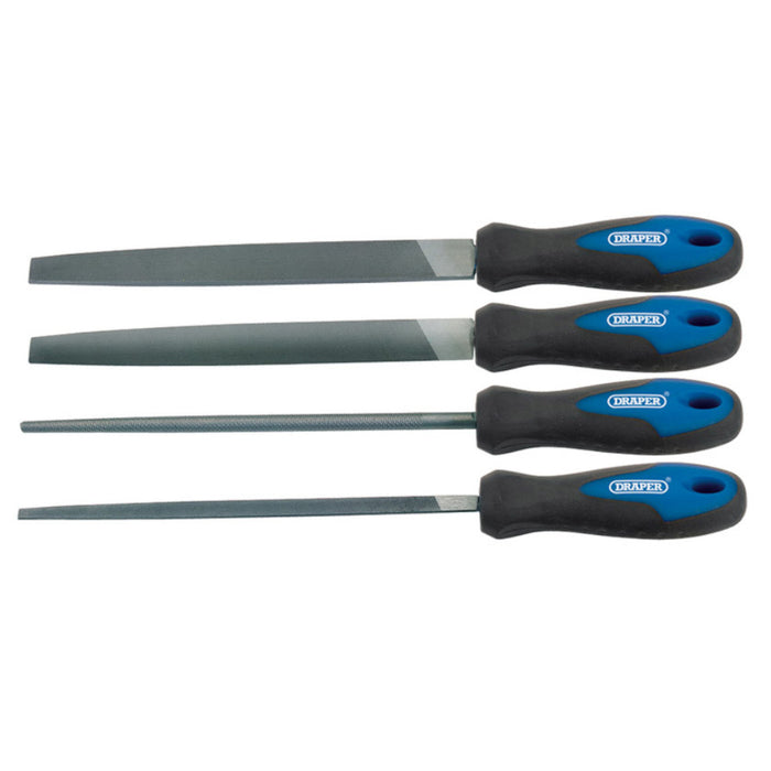 Draper 4 Piece Engineers File Set with Soft Grip Handles 200mm 44962