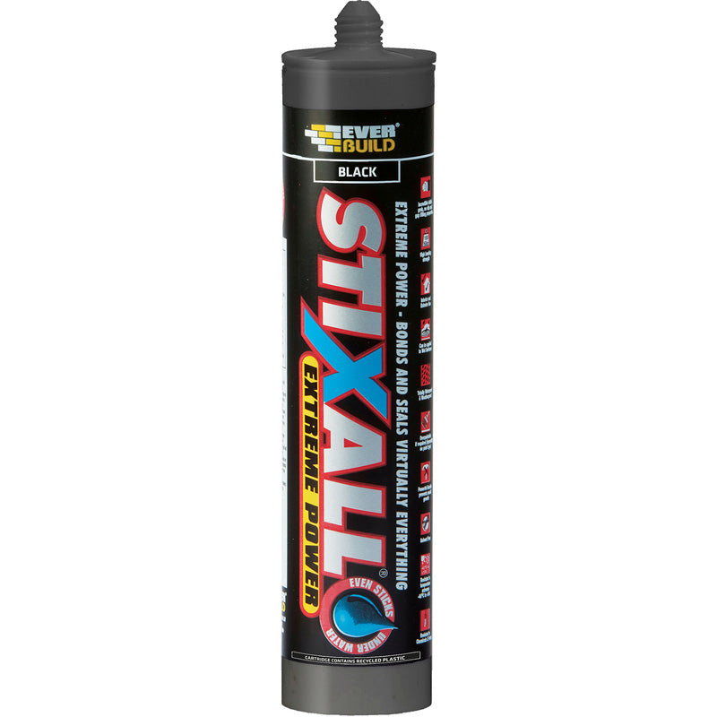 STIXALL black Extreme Power sealant cartridge on a white background