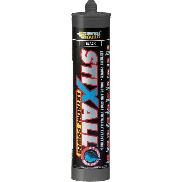 STIXALL black Extreme Power sealant cartridge on a white background