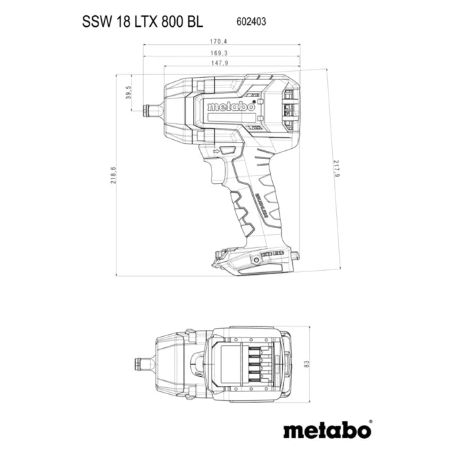 Metabo SSW 18 LTX BL Cordless Impact Wrench | 602403840