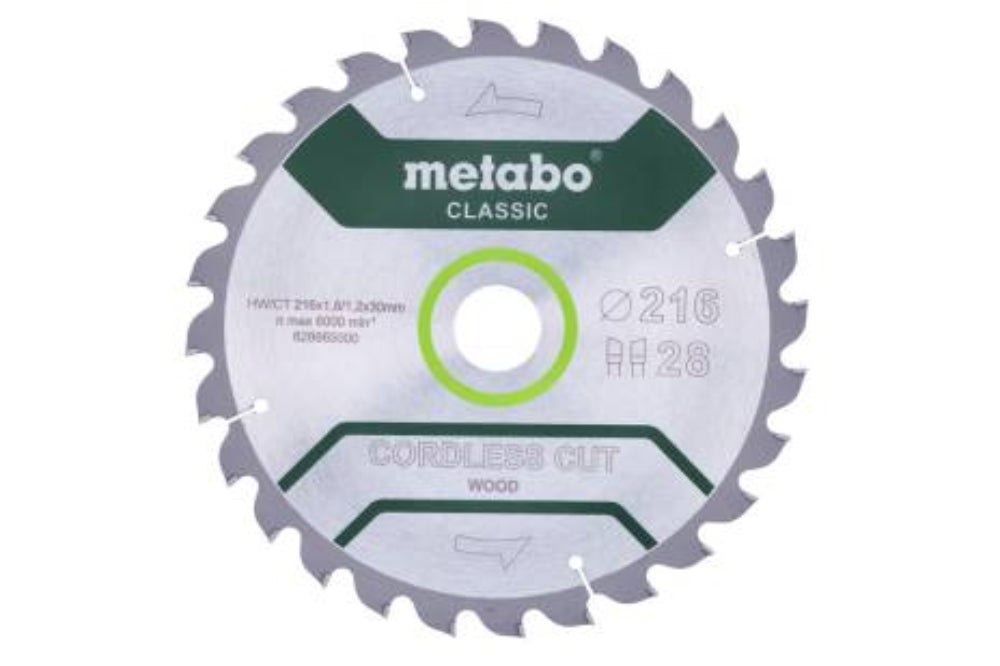 Metabo Cordless Cut Wood Classic Saw Blade 216x30 628665000