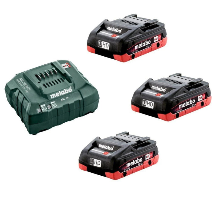 Metabo 18V Basic Set inc 3x 4.0Ah Batteries & ASC 55 Charger | 685132380