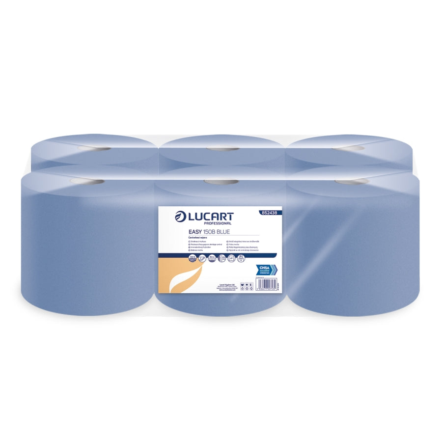 Lucart Easy 150B Premium Blue Centre Feed Rolls Pack of 6