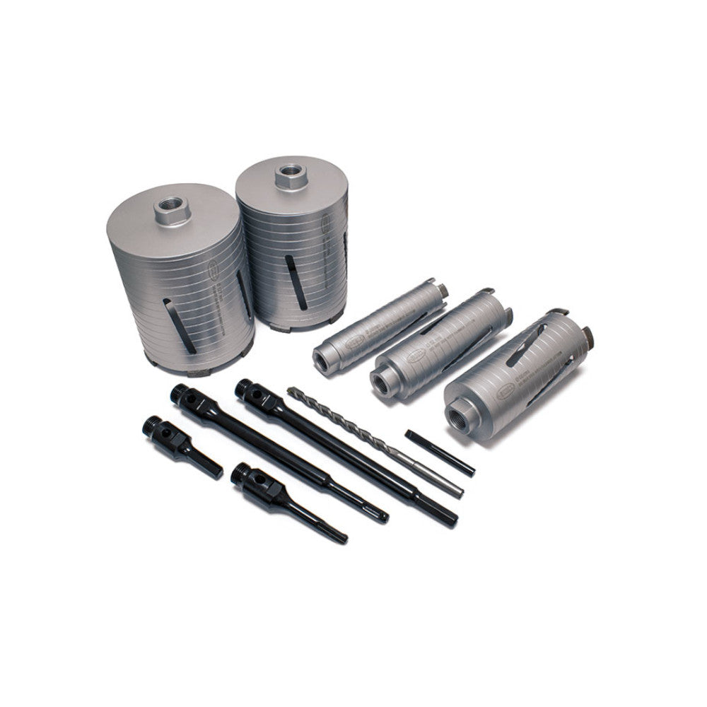 Mexco 11 Piece DCX90 Slotted Dry Diamond Core Drill Set | A10DCDKIT57