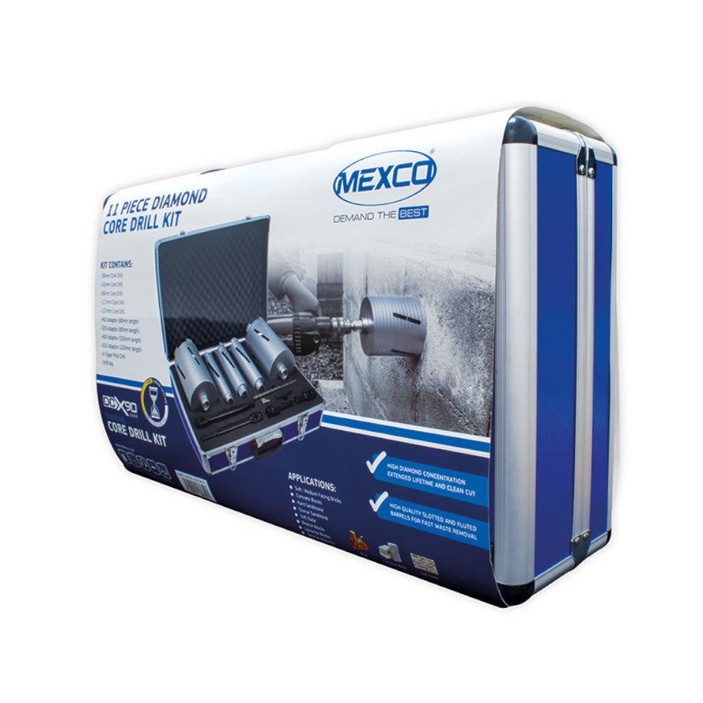 Mexco 11 Piece DCX90 Slotted Dry Diamond Core Drill Set | A10DCDKIT57