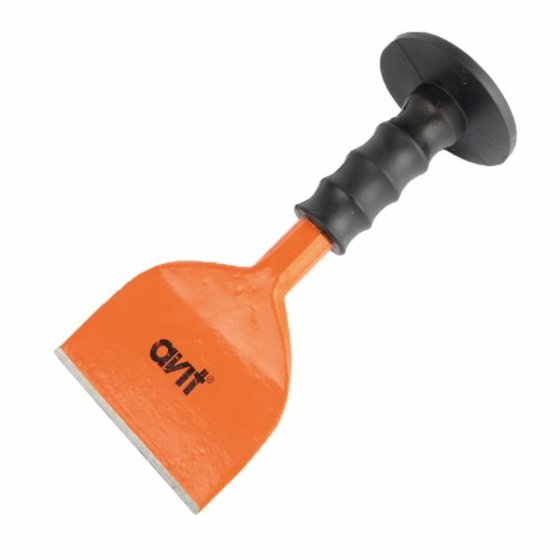 An orange and black Avit brick bolster. with a flat blade, shown on a plain white background.
