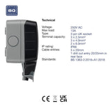 BG Electrical WP22 Double Gang Switched 13A Weatherproof Outdoor Socket IP66 Rated Electro South West Ltd