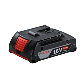 Bosch GBA 18V 2.0Ah Battery shown side on.