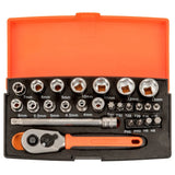 Bahco SL25 1/4" Square Drive Socket Set with Metric Hex Profile and Screwdriver Bits/Bit Holder Electro South West Ltd