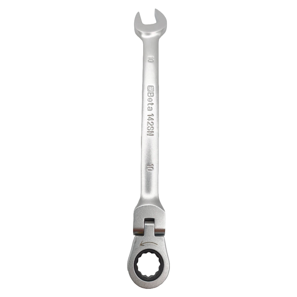 Top down view of the Beta 001420210 142SN 10mm flex head spanner.