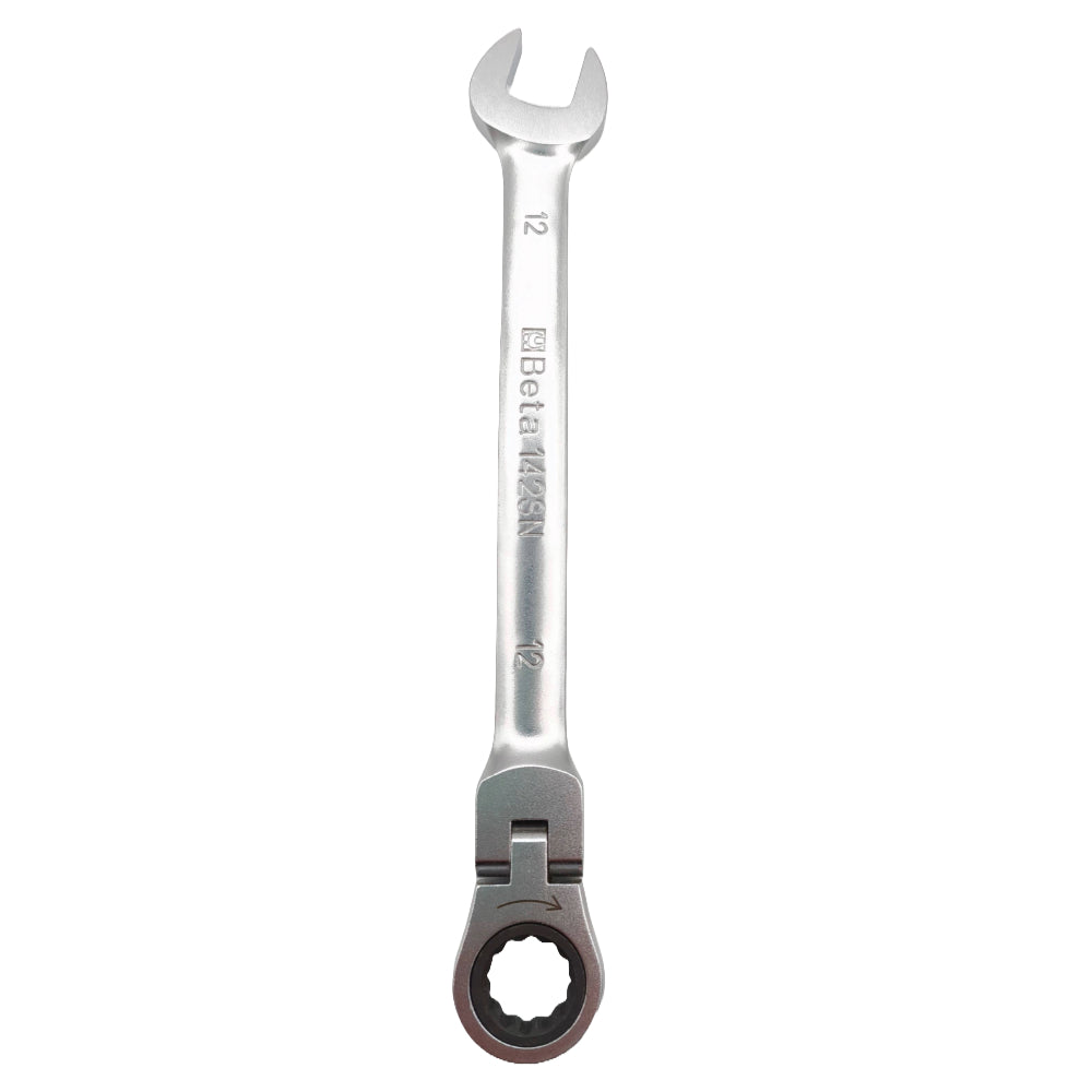 Top down view of the Beta 001420212 142SN 12mm flex head spanner.