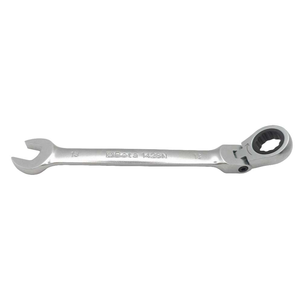 Side view of the Beta 001420213 142SN 13mm flex head spanner.