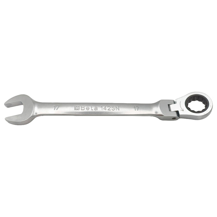 Side view of the Beta 001420217 142SN 17mm flex head spanner.
