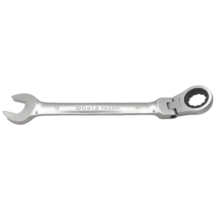 Side view of the Beta 001420218 142SN 18mm flex head spanner.
