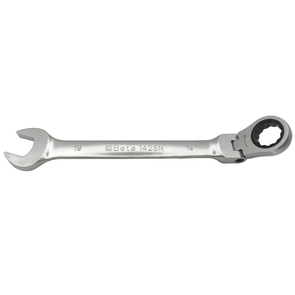 Side view of the Beta 001420219 142SN 19mm flex head spanner.

