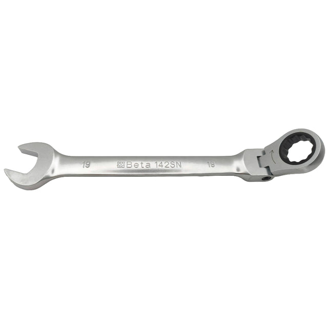 Side view of the Beta 001420219 142SN 19mm flex head spanner.
