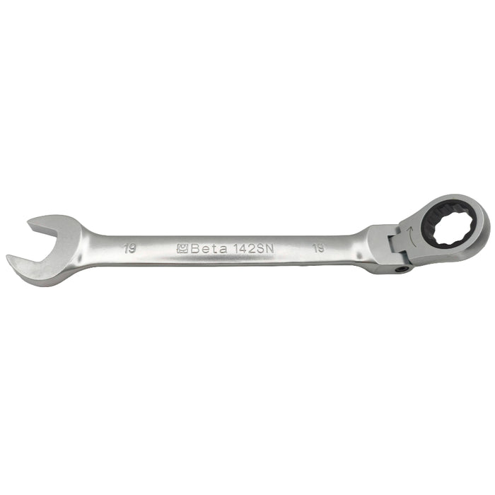 Side view of the Beta 001420219 142SN 19mm flex head spanner.
