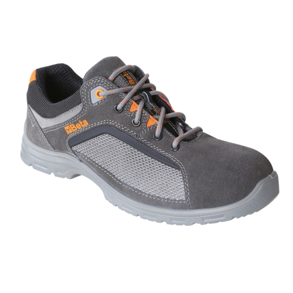 Beta 7213GF grey safety trainer with orange accents on a white background