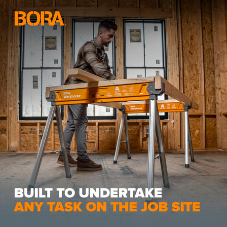 Person using a BORA workhorse  X in a construction setting