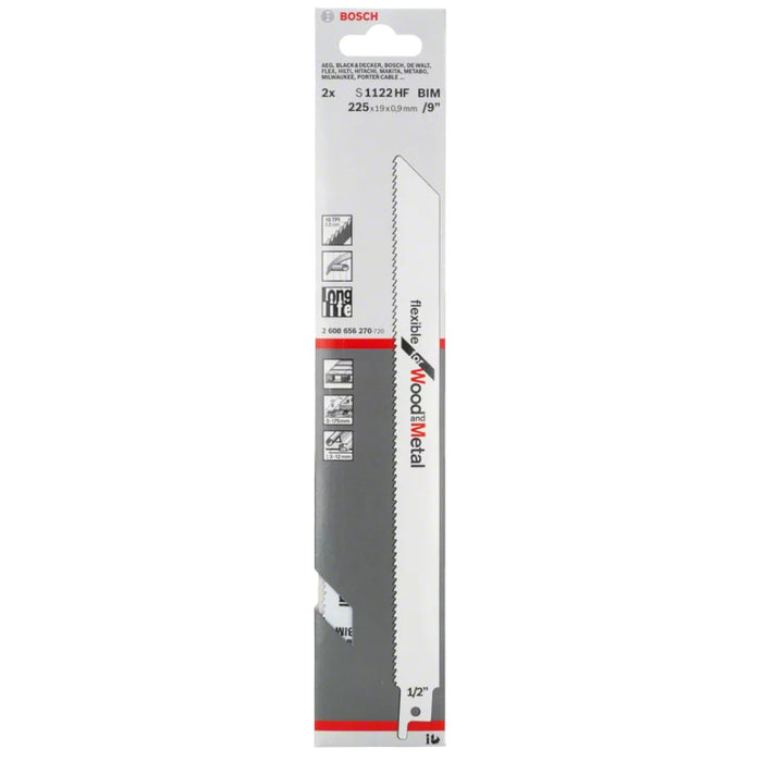 Bosch S1122HF Reciprocating Saw Blades for Wood and Metal 9" / 225mm Pack of 5