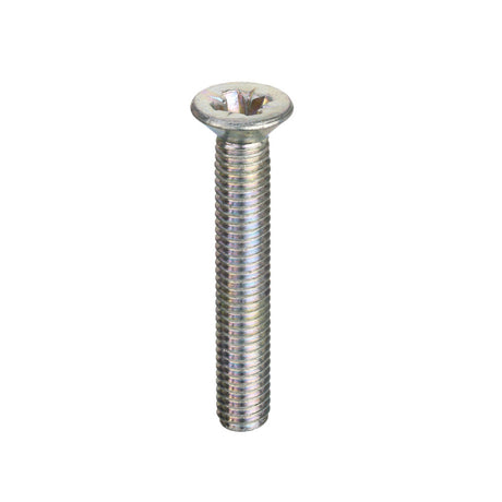 pozi drive countersunk machine screw on a white background