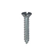 Metal self tapping screw with a countersunk head and a slot drive in bzp, on a white background.