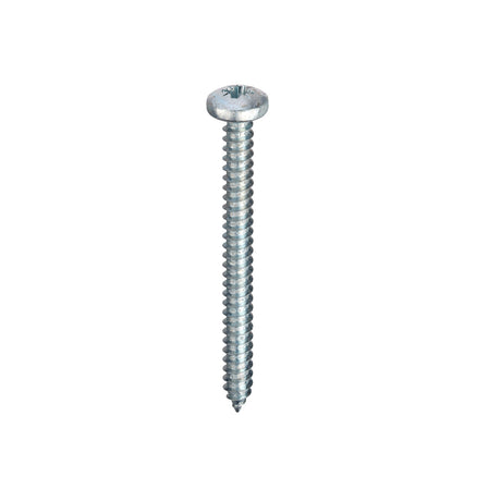 Self Tapping screw with a Pan Head Pozi Drive on a white background