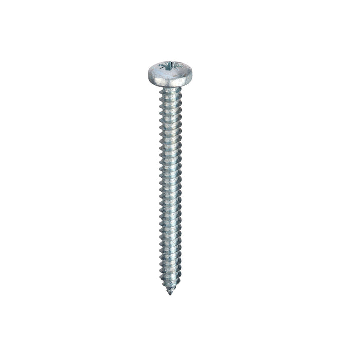 Self Tapping screw with a Pan Head Pozi Drive on a white background