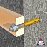 zinc and yellow drop in wedge anchor installation image.
