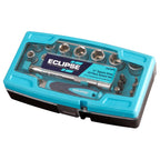 Eclipse tool set with blue case on a white background