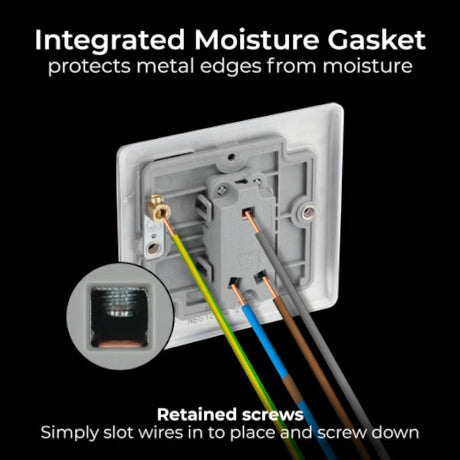 rear of switch showing retained screws and moisture gasket on a black background