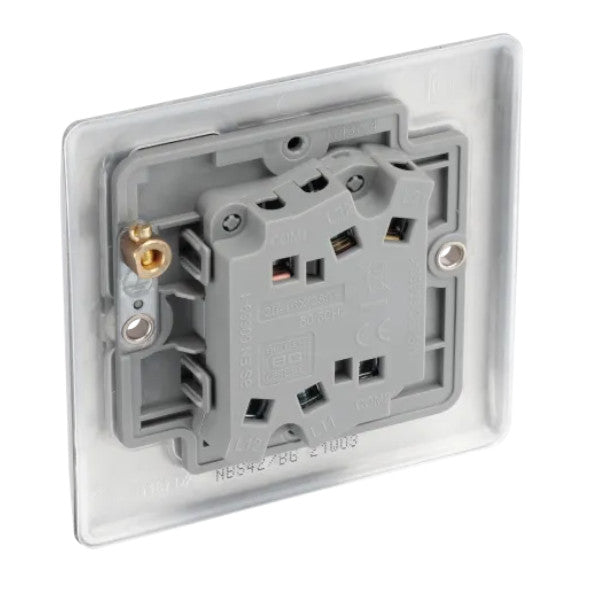 BG Nexus Metal Brushed Steel Double Light Switch 20A, 16AX, 2 Way