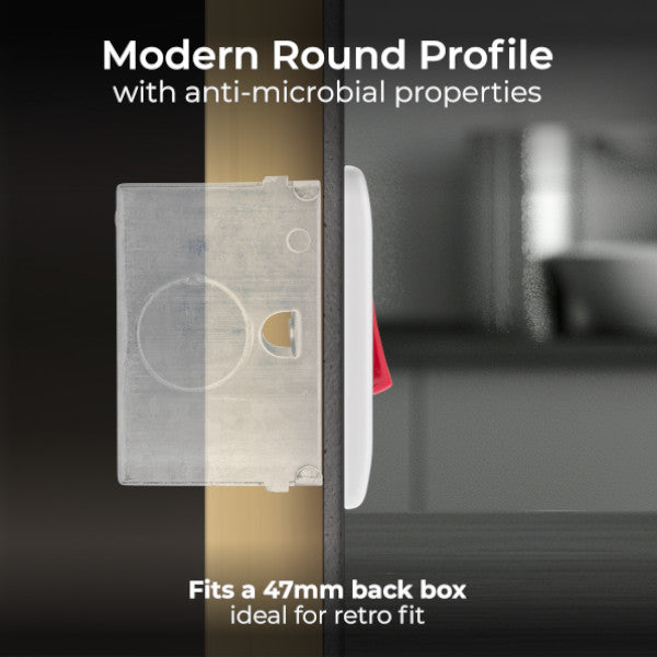 BG Nexus 800 Series White Moulded 45A Double Pole Cooker Switch